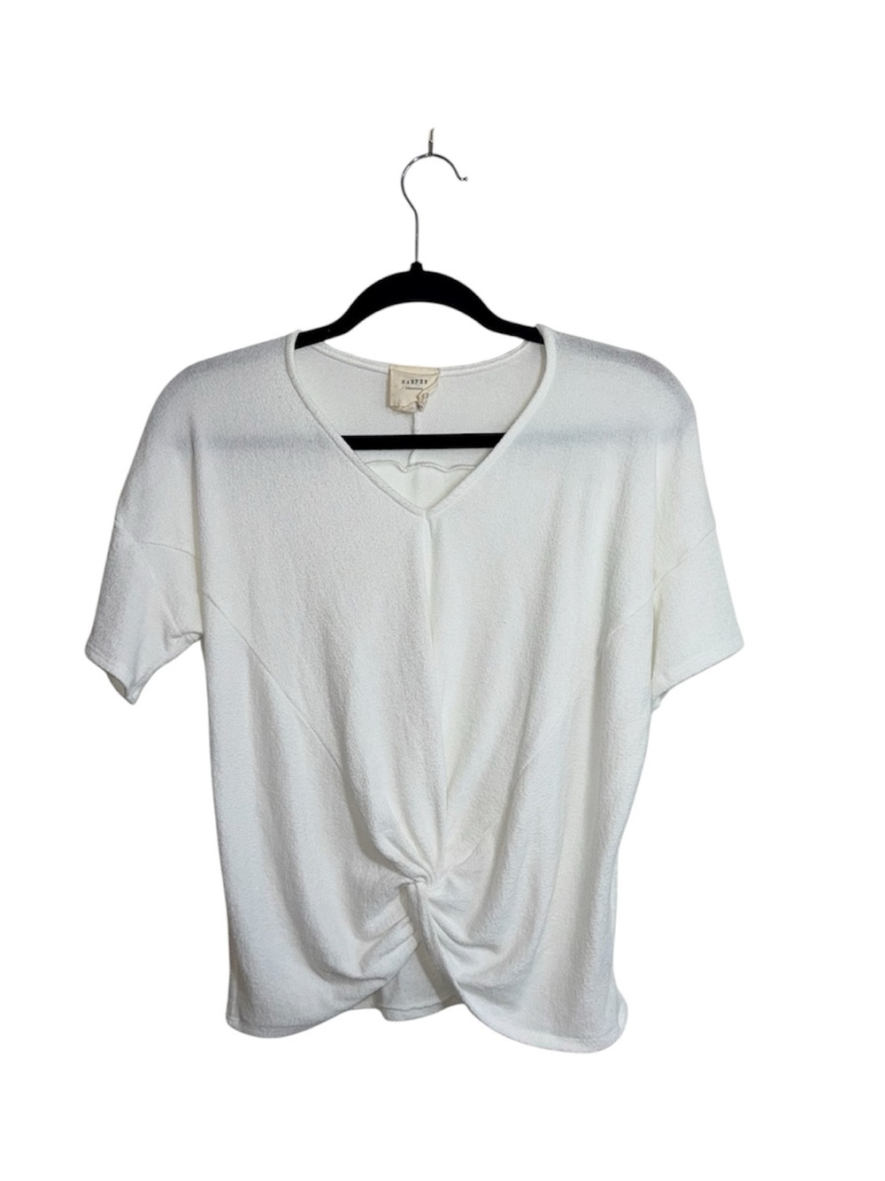 Harper White Knot Front Top V-neck Textured Francesca’s Summer Medium Women’s